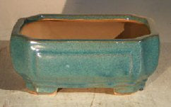 Blue/Green Ceramic Bonsai Pot - Rectangle -6.125 x 5.0 x 2.125