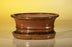 Aztec Orange Ceramic Bonsai Pot - Oval -Professional Series with Attached Humidity/Drip tray -6.37 x 4.75 x 2.625