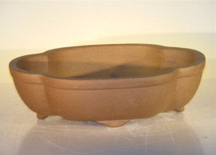 Tan Unglazed Ceramic Bonsai Pot - Oval -12 x 9.625 x 3.5