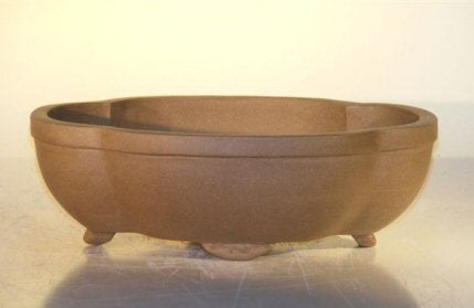 Tan Unglazed Ceramic Bonsai Pot - Lotus Shape-8 x 6.25 x 3