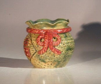 Green Glazed Ceramic Holiday Pot - Round-3.5x3.5