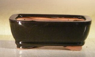 Black Ceramic Bonsai Pot - Rectangle-5.25 x 3.75 x 2.0