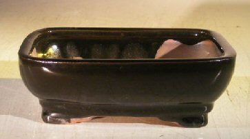 Black Ceramic Bonsai Pot - Rectangle-7.5. x 5.75 x 2.5