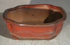 Parisian Red Ceramic Bonsai Pot - Rectangle-6.125 x 4.5 x 2.125
