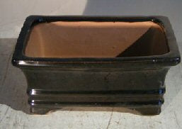 Black Ceramic Bonsai Pot - Rectangle -6.125 x 5.0 x 2.125