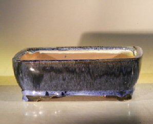 Marble Blue Ceramic Bonsai Pot - Rectangle -8 x 6 x 2.5