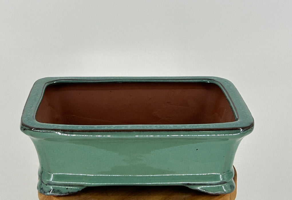 Light Green Ceramic Bonsai Pot - Rectangle-7.0 x 5.5 x 2.375