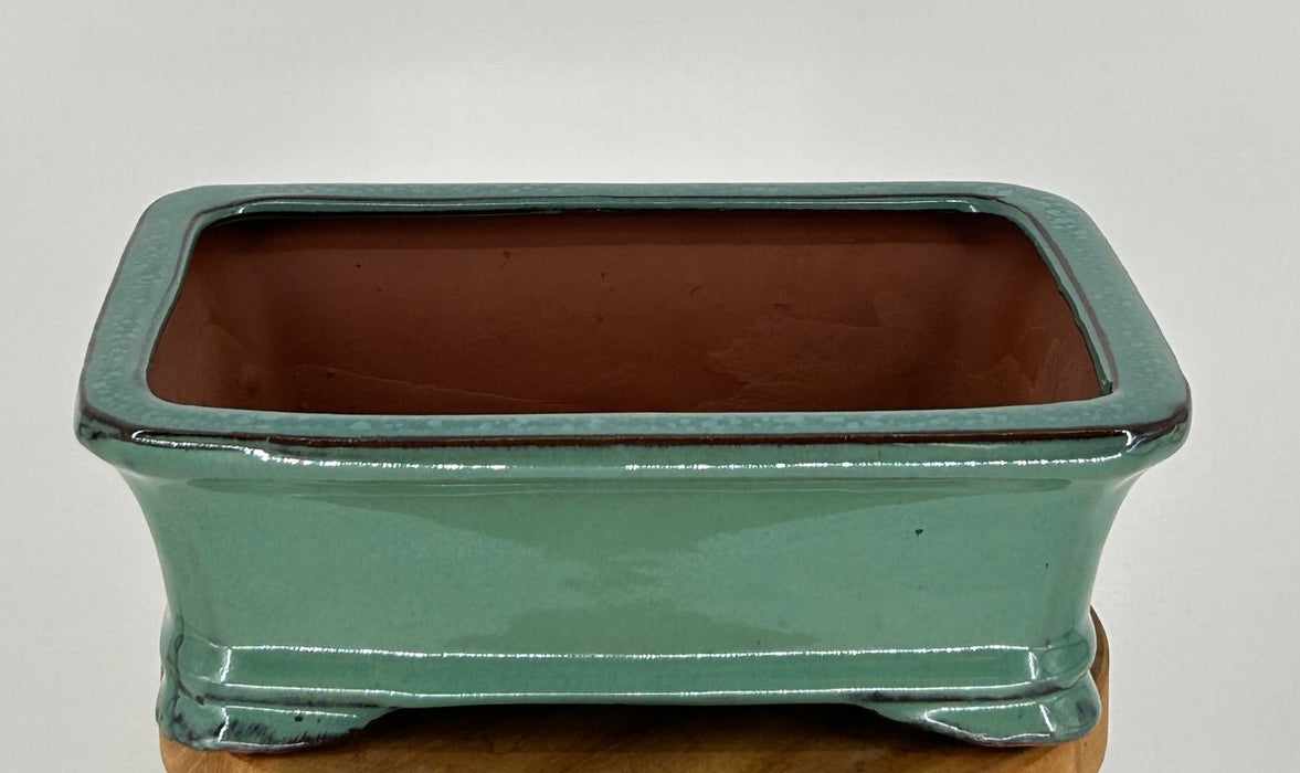 Light Green Ceramic Bonsai Pot - Rectangle-8 x 6.375 x 3