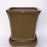 Olive Green Ceramic Bonsai Pot-Square With Attached Humidity / Drip Tray -5.25 x 5.25 x 5.5