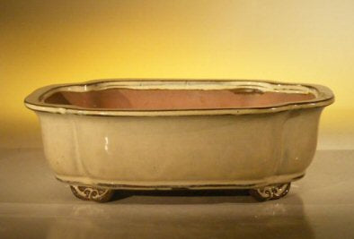 Beige Ceramic Bonsai Pot - Rectangle