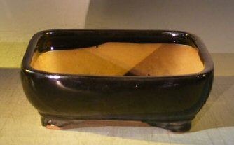 Black Ceramic Bonsai Pot - Rectangle-12.75 x 9.5 x 4.5