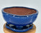 Blue Ceramic Bonsai Pot - Oval-Professional Series with Attached Humidity/Drip tray-8.5 x 7 x 4