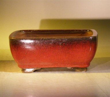 Parisian Red Ceramic Bonsai Pot - Rectangle -8.5 x 6.5 x 2.75