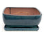 Blue / Green Ceramic Bonsai Pot - Rectangle -Professional Series with Attached Humidity/Drip Tray -10.75 x 8.5 x 4.125