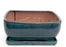 Blue / Green Ceramic Bonsai Pot - Rectangle -Professional Series with Attached Humidity/Drip Tray -10.75 x 8.5 x 4.125