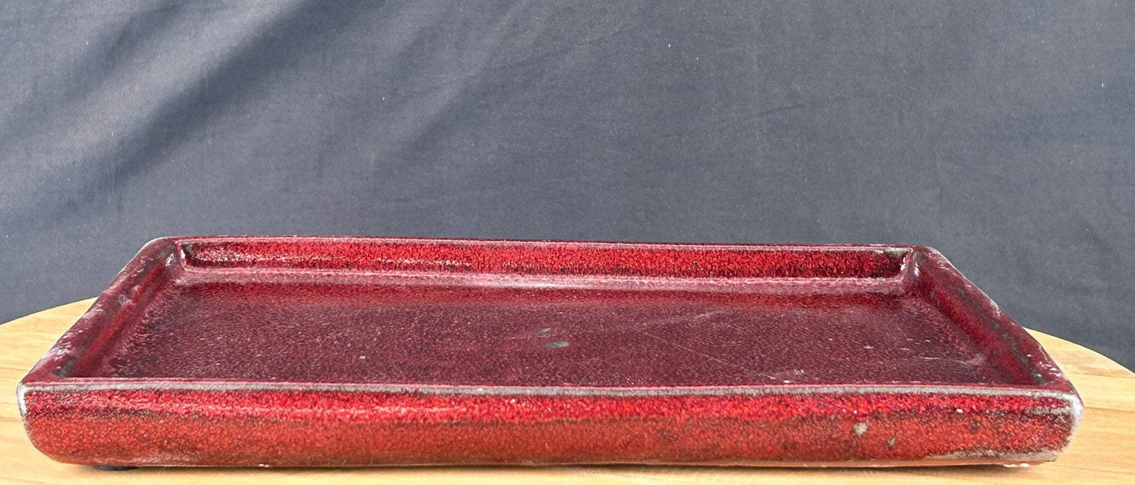 Parisian Red Bonsai Pot - With Matching Humidity Drip Tray - 10.25" x 7.5" x 3.25"