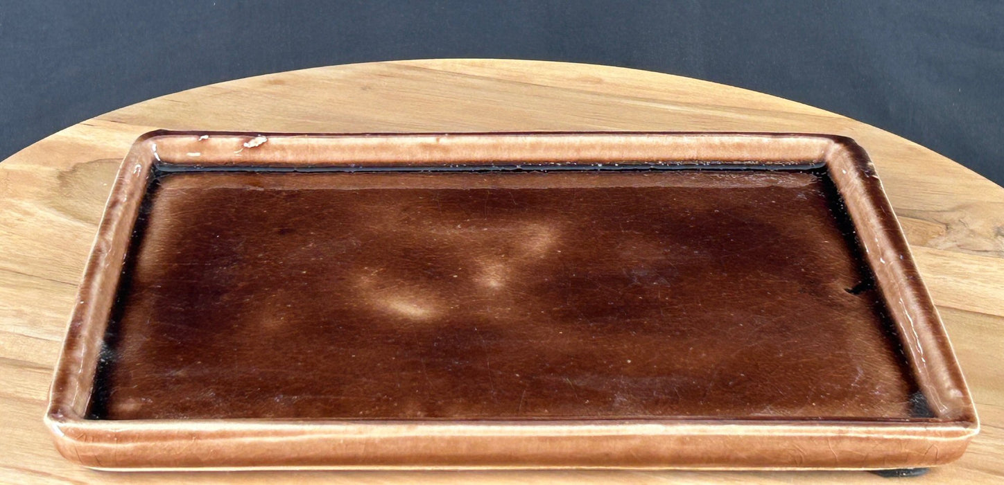 Antique Terracotta Bonsai Pot - With Matching Humidity Drip Tray - 10.75" x 8.25" x 3.25"