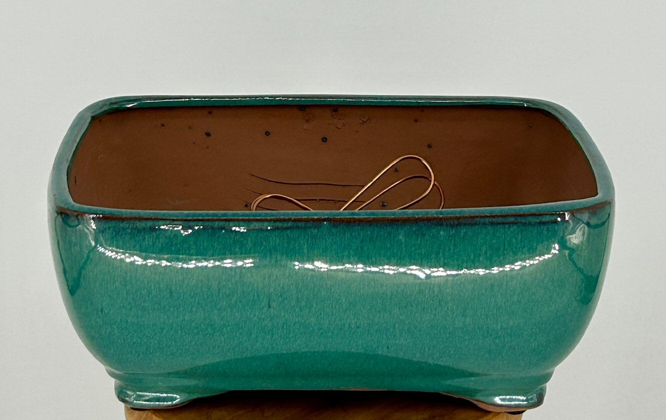 Seafoam Green Ceramic Bonsai Pot - Rectangle -Professional Series-10 x 8 x 4