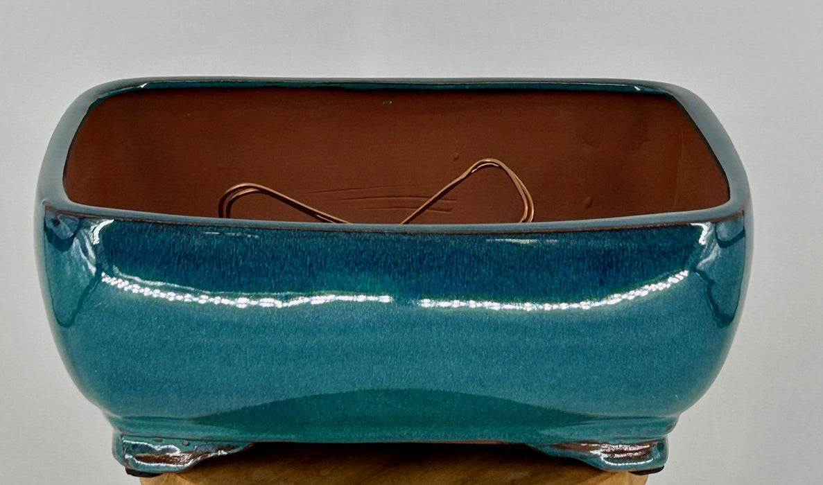 Blue / Green Ceramic Bonsai Pot - Rectangle -Professional Series-10 x 8 x 4