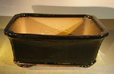 Black Ceramic Bonsai Pot - Rectangle -Professional Series -12.5 x 10.5 x 4.5