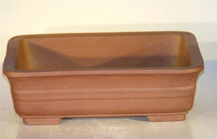 Tan Unglazed Ceramic Bonsai Pot - Rectangle -12 x 9.625 x 3.5