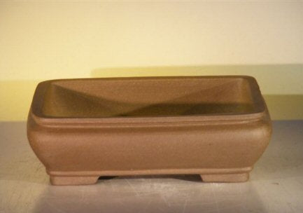 Tan Unglazed Ceramic Bonsai Pot - Rectangle-12 x 9.625 x 3.5