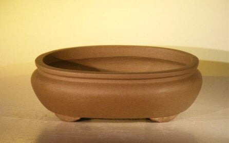 Tan Unglazed Ceramic Bonsai Pot - Oval -10 x 7.875 x 3.125