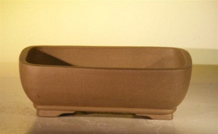 Tan Unglazed Ceramic Bonsai Pot - Rectangle-8 x 6.75 x 3