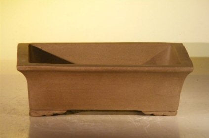 Tan Unglazed Ceramic Bonsai Pot - Rectangle-6.5 x 4.5 x 2.125