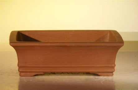 Brown Unglazed Ceramic Bonsai Pot - Rectangle -10 x 7.875 x 3.125