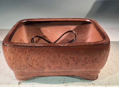 Aztec Orange Ceramic Bonsai Pot - Rectangle -Professional Series -6 x 4 x 2