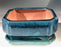 Blue / Green Ceramic Bonsai Pot - Rectangle -With Humidity Drip Tray-6 x 4.5 x 3
