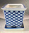 Blue on White Porcelain Bonsai Pot - Square -With Attached Humidity Drip Tray- 4 x 4 x 4