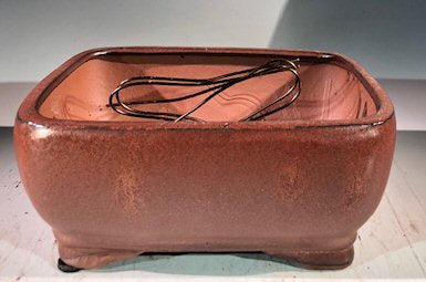 Aztec Orange Ceramic Bonsai Pot-Rectangle -Professional Series -8.25 x 6.25 x 3.5