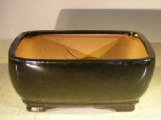 Black Ceramic Bonsai Pot - Rectangle -Professional Series -8.25 x 6.25 x 3.5