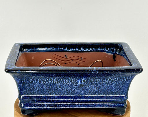 Marble Blue Ceramic Bonsai Pot - Rectangle -Professional Series -8.25 x 6.25 x 3.5