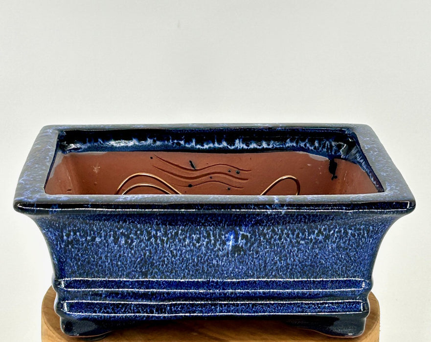 Marble Blue Ceramic Bonsai Pot - Rectangle -Professional Series -8.25 x 6.25 x 3.5