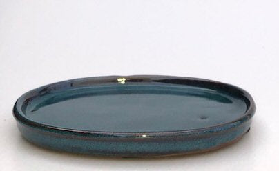 Blue Ceramic Humidity / Drip Tray - Oval-7.25 x 5.5 x .5OD-6.75 x 5 x .25 ID