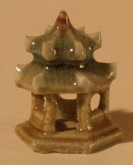 Glazed Six Sided Pavillion Ceramic Figurine (Green) - .75