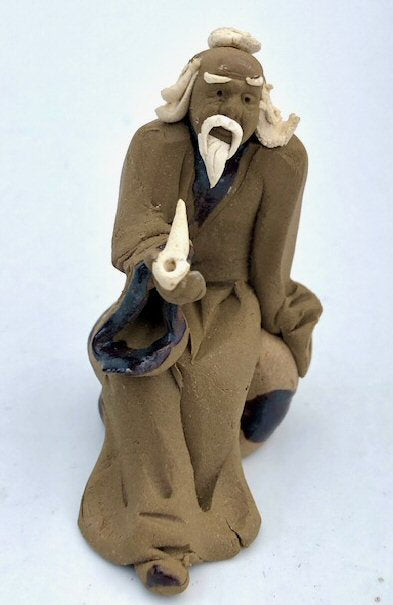 Miniature Ceramic Mud Man Figurine-With Pipe Large - 2.5