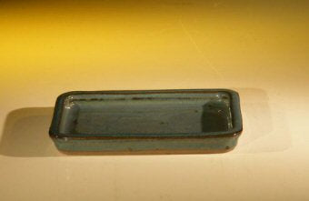 Ceramic Humidity/Drip Bonsai Tray - Blue Rectangle - 5.5"x4.5"x0.5"