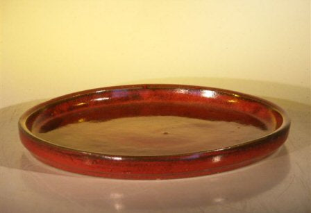 Parisian Red Ceramic Humidity/Drip Bonsai Tray - Round-12.0 x 1.25 OD / 11.0 x 0.25 ID