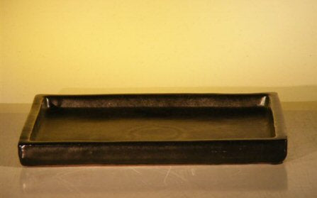 Black Ceramic Humidity/Drip Bonsai Tray (Rectangle)-7.75 x 5.25 x .75 OD-6.75 x 4.25 x .5 ID