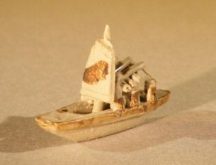 Ceramic Miniature Sampan Figurine-Small Size