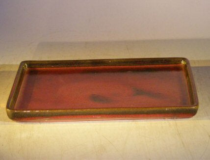 Parisian Red Ceramic Humidity/Drip Bonsai Tray - Rectangle-7.5 x 5.5 x 1.0 OD-7.5 x 5.5 x .5 ID