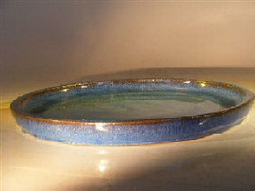 Blue Ceramic Humidity/Drip Bonsai Tray - Round- 10.0 x 1.0 OD / 9.25 X .5 ID