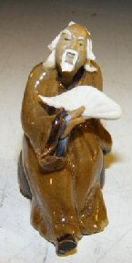 Ceramic Miniature Figurine-Man With a Fan-Fine Detail