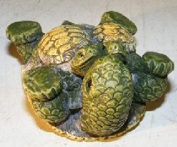 Minature Turtle Figurine-Three Turtles - Two Baby Turtles on Stomach