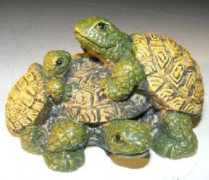 Miniature Turtle Figurine-Three Turtles - Two climbing on back