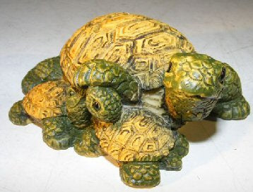 Miniature Turtle Figurine-Three Turtles - Two Turtles Crawling Underneath